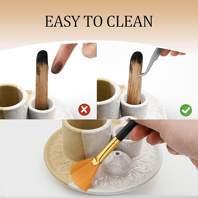 4 in 1 Incense Burner Holder,Sage Holder for Burning,Palo Santo Holder,Candle Holder,Ceramic Incense Burner Ash Catcher Tray for Meditation Yoga Room (Assorted Colors)
