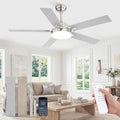ZMISHIBO 52 Inch Ceiling Fans with Lights, Smart Remote/APP Control, Modern Ceiling Fan with 6 Speeds & 3CCT, Dimmable 30W LED, Quiet DC Motor, Noiseless for Living Room, Bedroom, Kitchen, Nickel