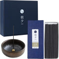 Asayu Japan Low Smoke Incense Gift Set with Incense Holder and Brass Stand, Sandalwood Incense Sticks with Zen Holder