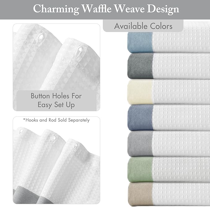Madison Park Shower Curtain Spa Waffle Weave Stall Shower Curtain for Bathroom 3M Scotchgard Moisture Management, Spa Quality Modern Shower Curtains for Bathroom, Stall 36x72'' Grey
