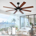 72 Inch Ceiling Fan with Light,Smart Ceiling Fan with Alexa Control,Large Black Indoor Outdoor Ceiling Fan,Modern Quiet Fan with Dual Finish 8 Blades for Living Room,Patio, ZCCF05BK-72