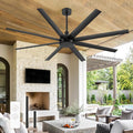 72 Inch Ceiling Fan No Light, Modern Ceiling Fan with Remote Control, Quite DC Motor 8 Reversible Blades Indoor Outdoor Industrial Ceiling Fan without Light For Living Room Bedroom Patio Garage-Black
