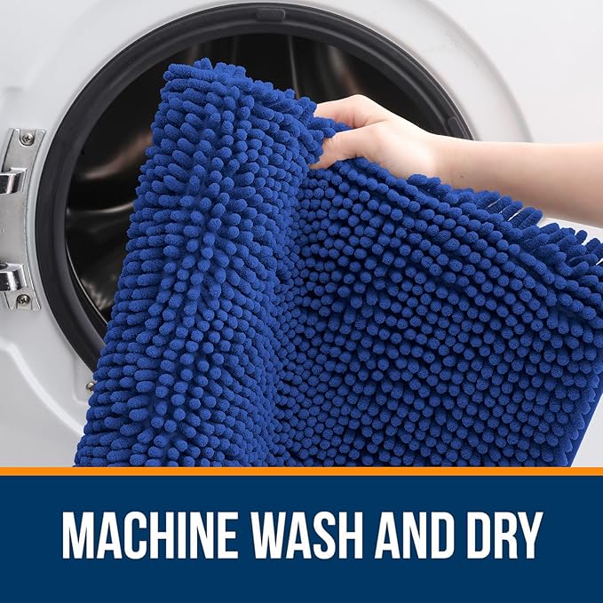 OLANLY Bathroom Runner Rugs 70x24, Soft Absorbent Chenille Bath Rugs, Rubber Backing Quick Dry, Machine Washable Long Bath Mats for Bathroom Floor, Tub and Shower, Home Decor Accessories, Royal Blue