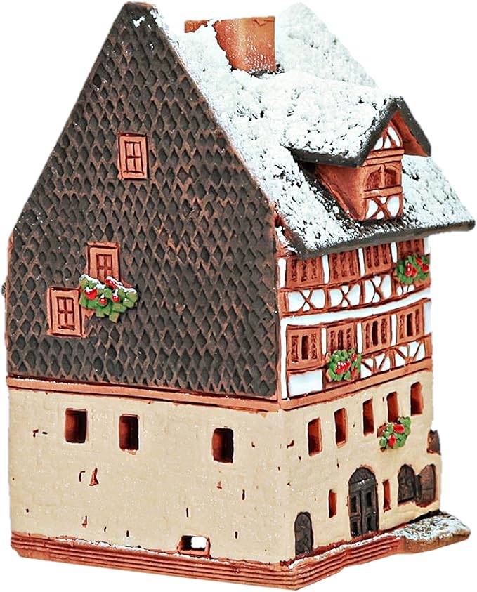 Ceramic Houses and Villages Collection - Handmade House Ceramic Miniature of Historic Dürer's House in Nuremberg, Germany, Winter Edition - Candle, Cone Incense Holder R250