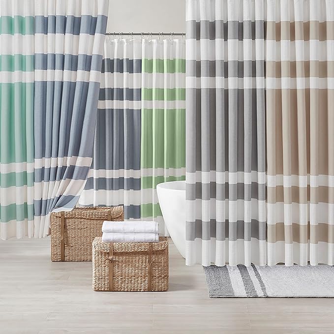 Madison Park Shower Curtain Spa Waffle Weave Extra Long Shower Curtain for Bathroom 3M Scotchgard Moisture Management, Spa Quality Modern Shower Curtains for Bathroom, Extra Long: 72"x84" Cream