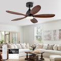 42 Inch Solid Wood Ceiling Fans With Lights, Remote Control, Dimmable, Reversible, Wood Blades, Power-Off Memory, Quiet DC Motor, Indoor/Oudoor Ceiling Fan with Light for Patio