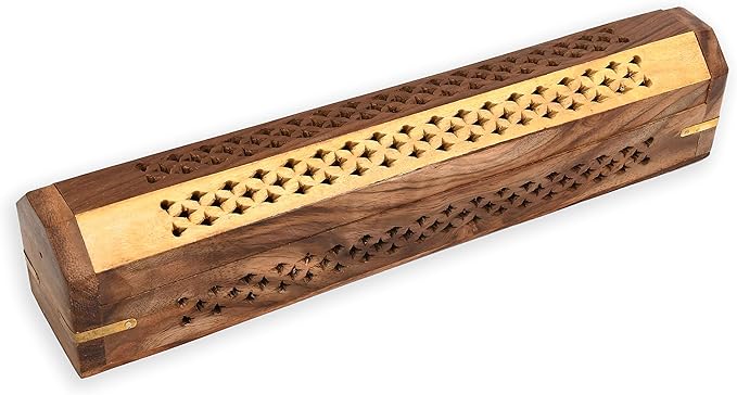 Incense Garden - Incense Stick Holder - Coffin Style - Wood Incense Stick Burner - Handcarved (Two Tone) (Pack of 2)
