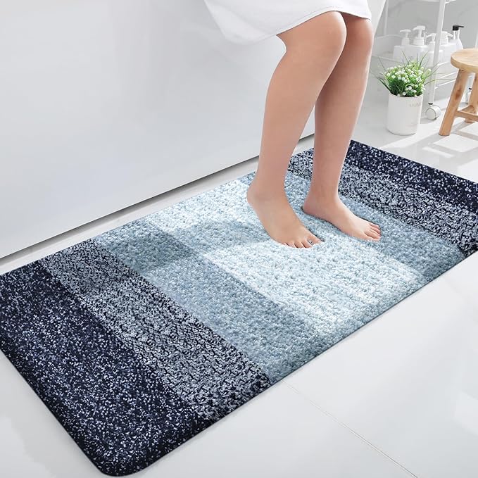 OLANLY Large Bathroom Rugs Mat 45x27, Extra Soft Absorbent Microfiber Bath Rugs, Rubber Backing, Quick Dry, Washable Bath Mats for Bathroom Floor, Tub and Shower, Home Decor Accessories, Airy Blue