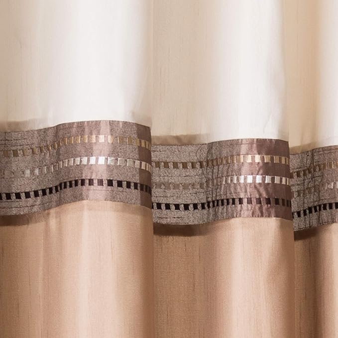 Lush Decor Terra Shower Curtain Single 72" W x 72" L Beige & Ivory - Fabric Shower Curtains for Bathroom - Neutral Bathroom Curtain - Modern Glam Décor