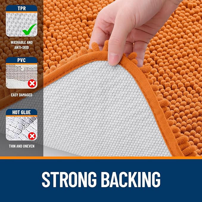 OLANLY Large Bathroom Rugs 59x35, Extra Soft Absorbent Chenille Bath Rugs, Rubber Backing Quick Dry, Machine Washable Bath Mats for Bathroom Floor, Tub and Shower, Home Decor Accessories, Clay