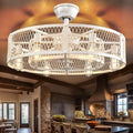 Depuley Cage Ceiling Fan with Light: Rustic Cement Caged Ceiling Fan Light Fixture - Flush Mount Ceiling Fans with Remote - 26 in Industrial Low Profile Fandelier for Kitchen Indoor Dining Room