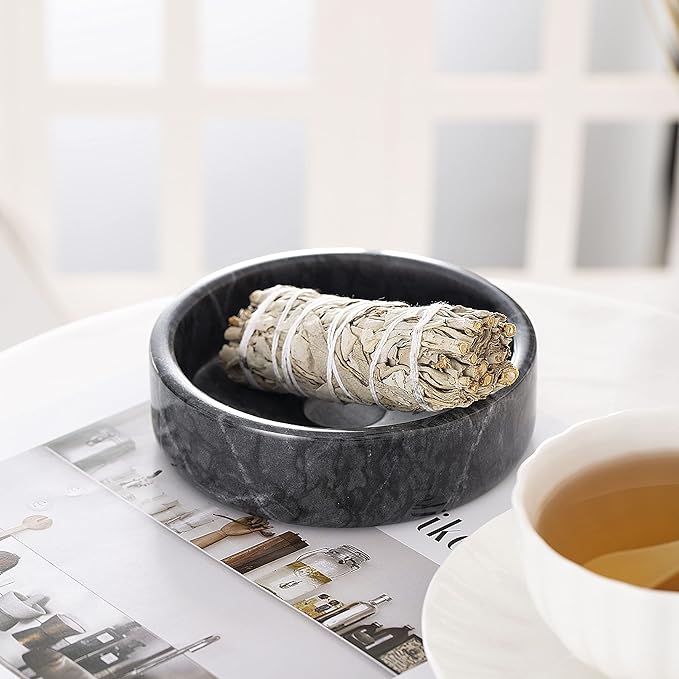 Palo Santo Holder, Natural Marble Incense Burner for Palo Santo Sticks, Handmade Palo Santo Wood Incense Stick Holder(Natural Black)