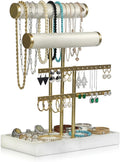 Jewelry Tower Stand Organizer for Women - Soft Touch Velvet Elegant Jewelry Holder Display with Necklace Holder, Earring Organizer & Bracelet Rack - Tabletop Stand for Dresser, Vanity, Desk - White
