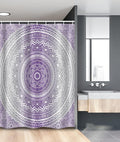 Ambesonne Grey and Purple Stall Shower Curtain, Eastern Traditional of Cosmos Pattern Boho Ombre Mandala Design Print, Fabric Bathroom Decor Set with Hooks, 54" W x 78" L, Purple White