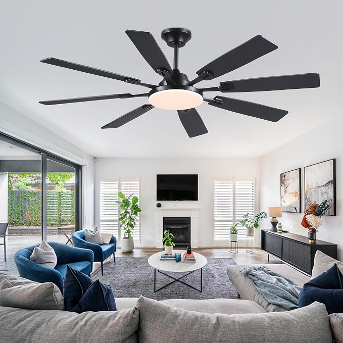 Ceiling Fan With Light & Remote Indoor/Outdoor Use 60 Inch Black | Reversible DC Motor,3CCT, Dimmable, Timer, Noiseless,Ceiling Fan for Bedroom Living Room