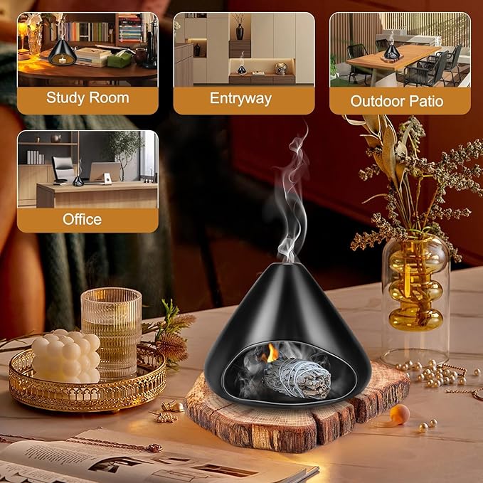 EEEKit Chiminea Clay Incense Dish, Palo Santo Holder Incense Burner with Chiminea, Sage and Palo Santo Stick Burn for Meditation Yoga
