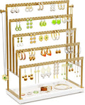 Large 5 Tier Earring Organizer and Holder, Gold | 100+ pair earring display, jewelry organizer stand, elegant gold finish, perfect for vanity décor and boutique displays