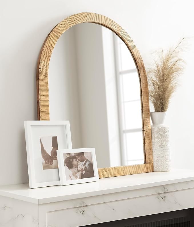 Kate and Laurel Rahfy Boho Arch Rattan Mirror
