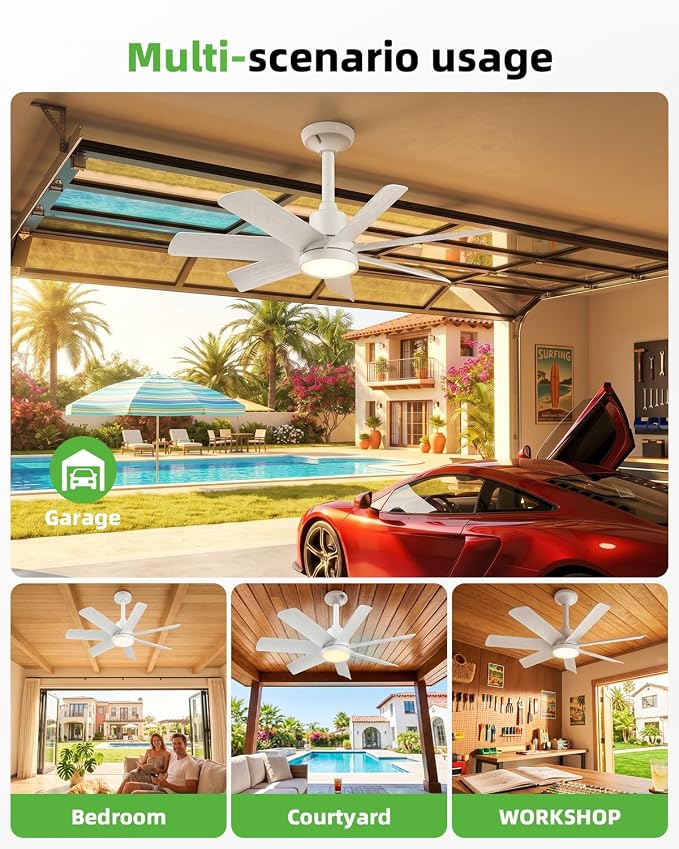 28 Inch Socket Fan Light with Remote Control, Screw in E26/E27 Ceiling Fan with LED Light, 3000-6000K Dimmable Color Temp, 6 Speeds, Timer, for Bedroom Kitchen Living Room Garage, White