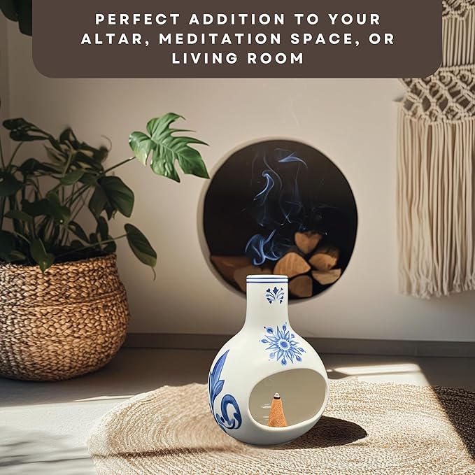 Ceramic Incense Holder – Palo Santo Burner for Sticks, Cones & More – Ash Catcher for Meditation, Altar, and Home Decor (Crystalhush)