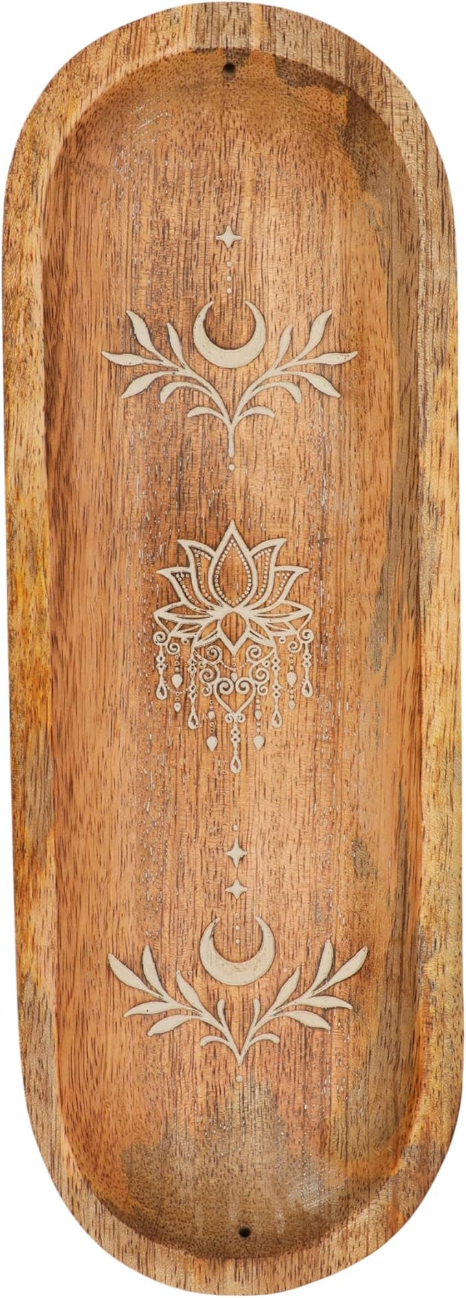 Handcrafted Wooden Incense Holder Inlay with Boat Shape Design Agarbatti Dhoop Stand Spiritual Mandala Lotus Design Home Décor Indian Traditional Meditation Pooja Use(brown )(Size :-11"X 4")