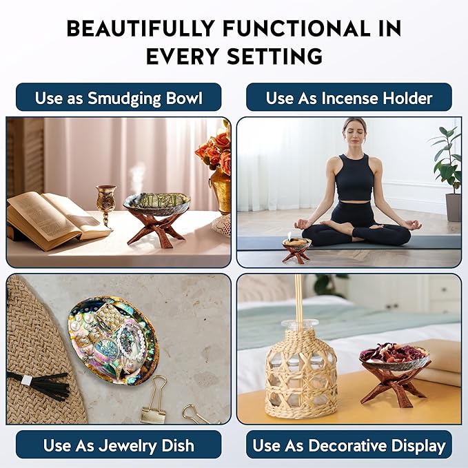 Alternative Imagination Hand Selected Abalone Shell - 5 Inches or Larger - Polished Mother-of-Pearl Interior - Flame-Proof Dish for Incense, Smudge Sticks, Trinkets, Crystal Display & Home Decor