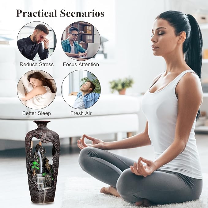 DOBEHOME Mountain Waterfall Incense Burner Backflow Incense Burner Incense Smoke Waterfall with 100 Backflow Incense Cones，Tweezer，Mat (Vase Shape)