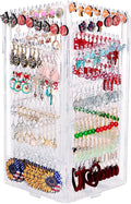 17Dec 360 Rotating Earring Holder Organizer Stand,5 Tiers Acrylic Jewelry Organizers and Storage,Stud Earring Organizers and Storage,212 Holes and 212 Grooves for Earrings Necklaces chain bracelet