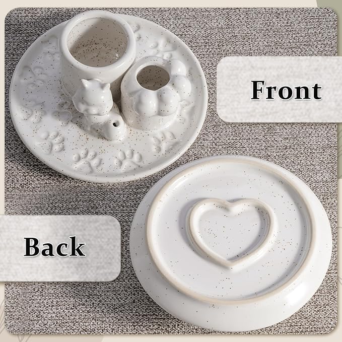 Palo Santo Holder, 4 in 1 Incense Holder for Incense Sticks, Burning Sage, Palo Santo (Ceramic,White)