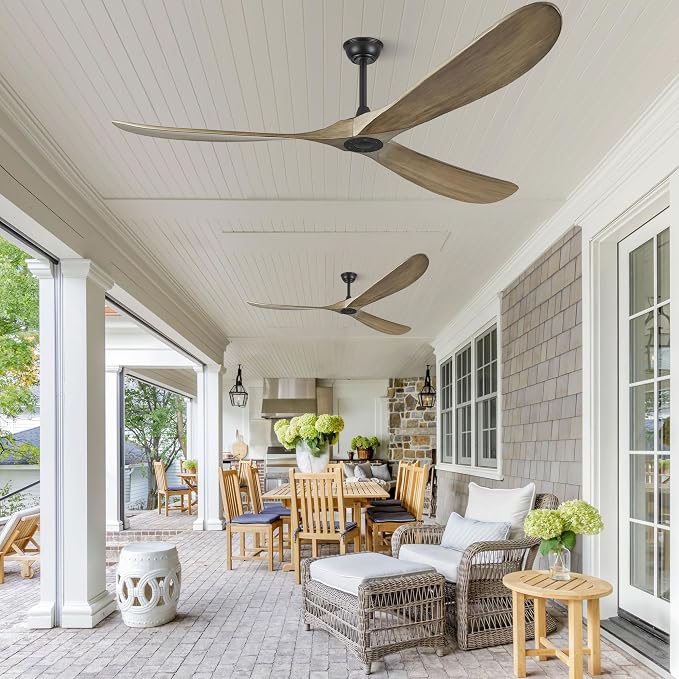 Haipeel 72 Inch Ceiling Fans without Lights, 72" Wood Large Ceiling Fan no Light with Remote Control, Indoor Outdoor Ceiling Fan no Light Propeller for Patios Farmhouse Garage High cfm, Bronze Gray