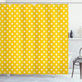 Ambesonne Polka Dots Shower Curtain, Traditional Polka Dots Motif in Row on Sunny Colored Backdrop Girls Bohemian, Cloth Fabric Bathroom Decor Set with Hooks, 69" W x 75" L, Yellow White