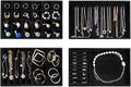 ProCase Stackable Jewelry Organizer Trays for Drawers, Jewelry Drawer Inserts Container Display Case Storage for Earring Necklace Rings Bracelet with Removable Dividers -Allblack, 4 Layers