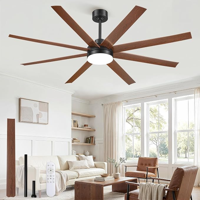 Fanbulous 65 Inch Large Ceiling Fans with Lights, Black Ceiling Fan with Remote Control, Dimmable, 3CCT, Quiet, Modern Ceiling fan For Living Room, Bedroom, Kitchen, Patio, Outdoor