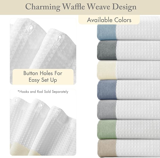Madison Park Shower Curtain Spa Waffle Weave Stall Shower Curtain for Bathroom 3M Scotchgard Moisture Management, Spa Quality Modern Shower Curtains for Bathroom, Stall: 36x72'' Cream