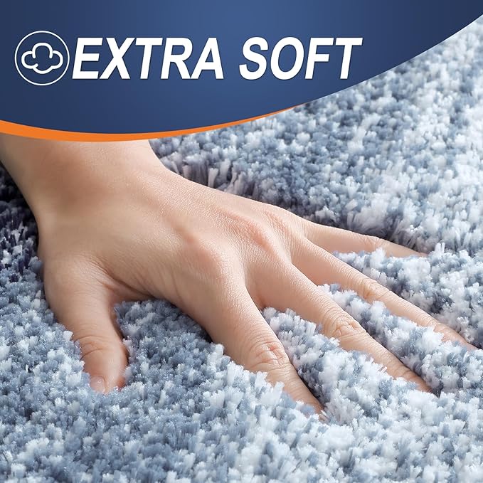 OLANLY Bathroom Rugs Mat 36x24, Extra Soft Absorbent Microfiber Bath Rugs, Rubber Backing, Quick Dry, Machine Washable Bath Mats for Bathroom Floor, Tub and Shower, Home Decor Accessories, Airy Blue