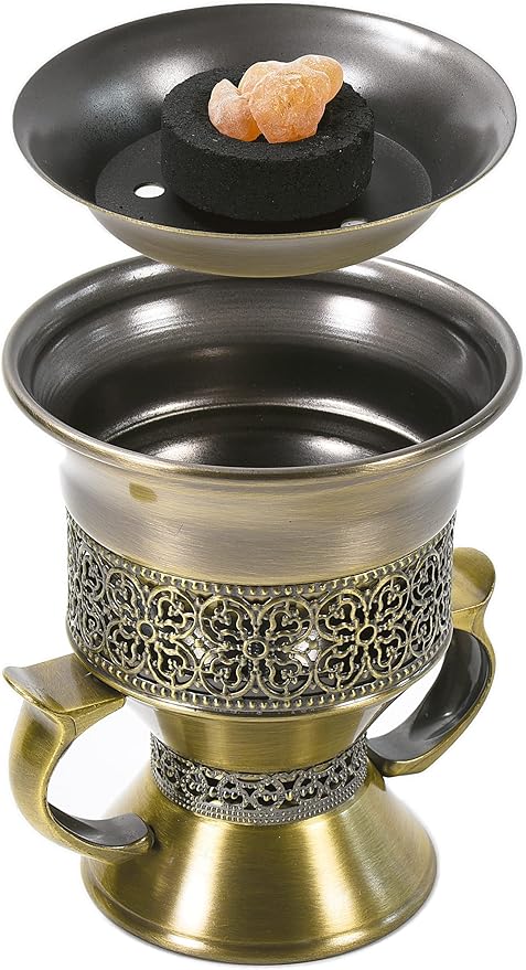 Frankincense Resin Incense Burner, Incense Censer, Bakhoor Burner, Charcoal Incense Burner, Incense Burner with Handle Tongs for Yoga, Spa Aromatherapy