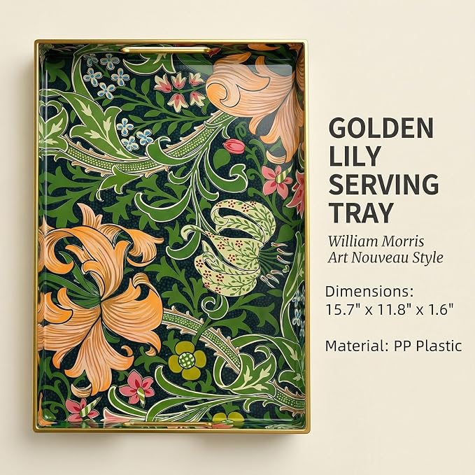 Decorative Tray, Marbling Plastic Tray with Handles, Rectangular Vanity Tray and Serving Tray for Bathroom, Kitchen, Ottoman and Coffee Table, 15.6" x 10.2" (Green Morris, 15.7 x 11.8 Inch)