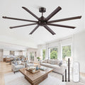 ZMISHIBO 84" Large Industrial Ceiling Fans No light with Aluminum 8 Blades, Commercial Ceiling Fan without Light,Quiet DC Motor, 6 Speeds, Indoor Outdoor Ceiling Fan for Patio,Garage,Shop, Oil Bronze