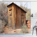 Ambesonne Outhouse Shower Curtain, Old Wooden Shed in The Outback Country Side Olive Trees, Cloth Fabric Bathroom Decor Set with Hooks, 69" W x 75" L, Caramel Brown