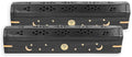 Incense Garden Pack of 2 Incense Stick Holder - Coffin Style - Wood Incense Stick Burner with Sun Moon Star Inlays Handmade with Brass Inlays (Black)