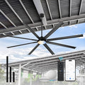 96-Inch Industrial Ceiling Fan with Lights and Remote - Extra Large Indoor Fan with 8 Aluminium Blades,Smart Fan Works with Voice Control,Model:ZCCF04BK-96