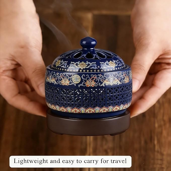 Electric Resin Burner with Timer, Ceramic Electric Incense Burner, Burner Censer 110V for Home Porch, Patio, Garden, Office, Yoga, Living Room, Meditation Room (Colorful)