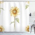 Ambesonne Sunflower Shower Curtain, Sunflowers Watercolor Painting Effect and in Minimalistic Design Art, Cloth Fabric Bathroom Decor Set with Hooks, 69" W x 84" L, Yellow Green