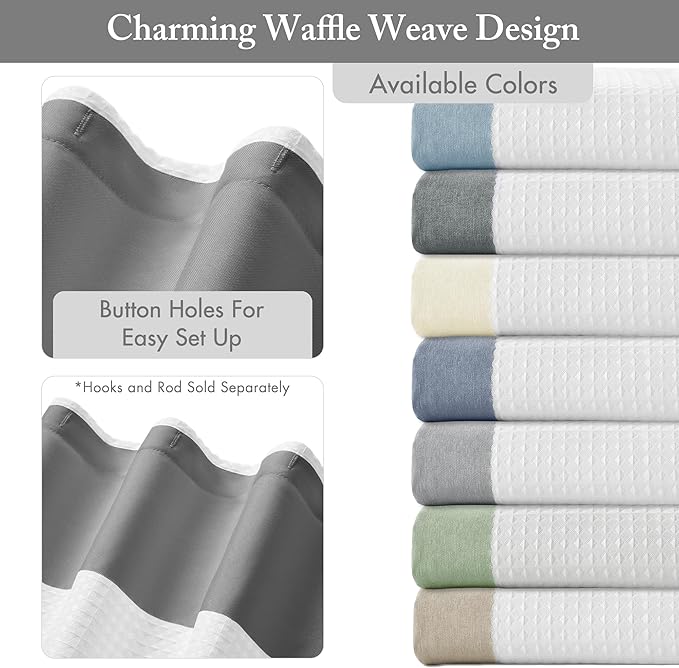 Madison Park Shower Curtain Spa Waffle Weave Long Shower Curtain for Bathroom 3M Scotchgard Moisture Management, Spa Quality Modern Shower Curtains for Bathroom, Long: 72x78 Charcoal