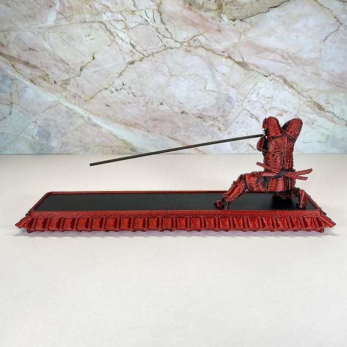Incense Holder with Storage Box Japanese Samurai Warrior Incense Burner Ash Catcher Asian Spiritual Zen Meditation Gift Traditional Art