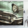 Ambesonne 1950s Shower Curtain, Retro Styled Image of a Front of a Green Antique Car American Bumper History Polished, Cloth Fabric Bathroom Decor Set with Hooks, 69" W x 84" L, Green