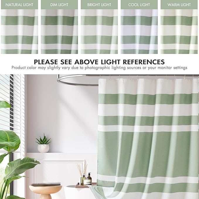 Madison Park Shower Curtain Spa Waffle Weave Wide Shower Curtain for Bathroom 3M Scotchgard Moisture Management, Spa Quality Modern Shower Curtains for Bathroom, Extra Wide 108"x72" Sage Green