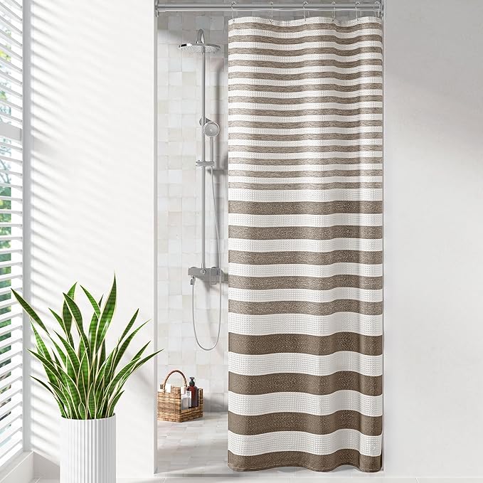 Madison Park Shower Curtain Spa Waffle Weave Stall Shower Curtain for Bathroom 3M Scotchgard Moisture Management, Spa Quality Modern Shower Curtains for Bathroom, Stall 36x72'' Taupe Ombre