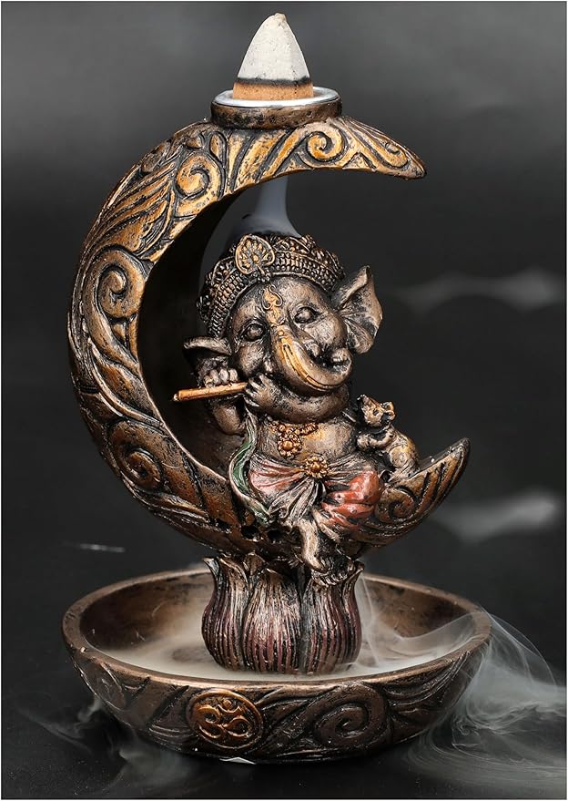 Pacific Giftware Ganesha Backflow Incense Holder with Celestial Design
