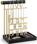 VLANDO Jewelry Stand Organizer with Ring Holder, Jewelry Holder Organizer with Tray, Necklace Bracket Earring Holder - Black
